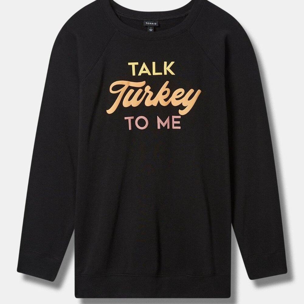 Torrid Talk Turkey to Me Cozy Classic Fit Fleece Sweatshirt, 3X